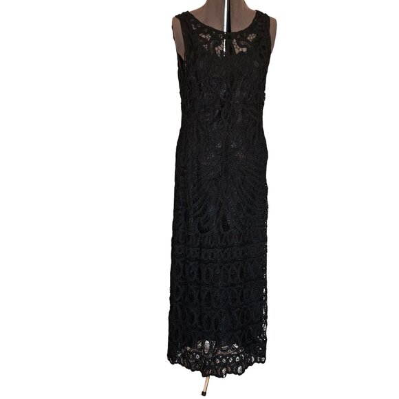 Vintage 1999 Plaza South Petite Black Lace Sleeveless Sheath Dress Size 8 - Picture 2 of 10